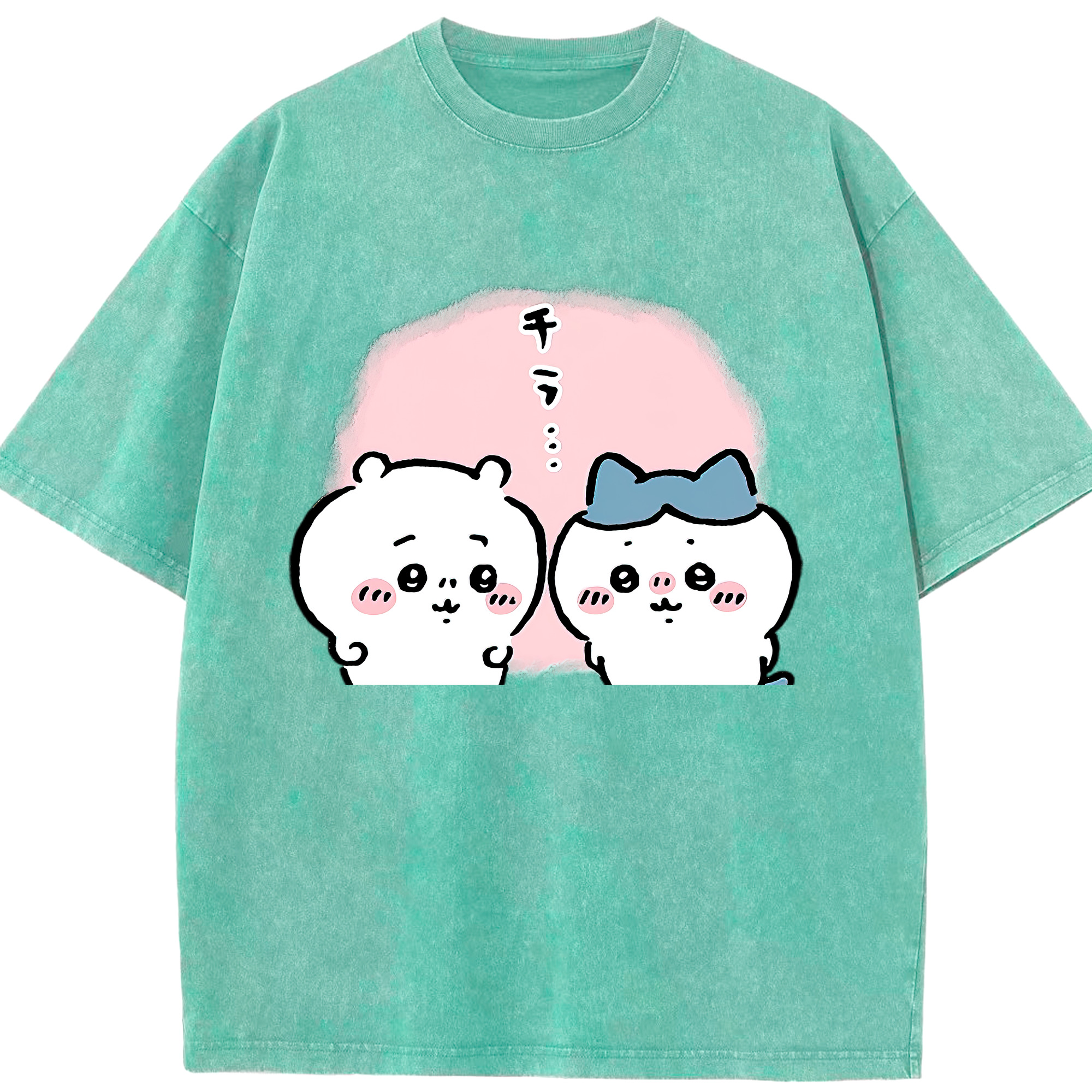 （画像用） ちいかわ ハチワレ Chii-kawa hachiware 綿100% ヴィンテージ風 半袖Tシャツ（フロントプリント）